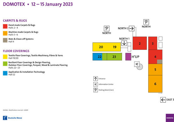 Halindeling Domotex 2023. Halindeling Domotex 2023