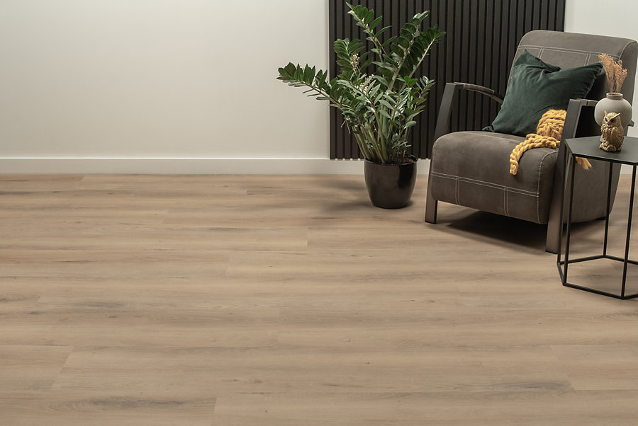 Floer introduceert een nieuwe collectie 30 centimeter brede Landhuis Click pvc-vloeren. Floer Landhuis Click PVC Landelijke Eik sfeer akupanel