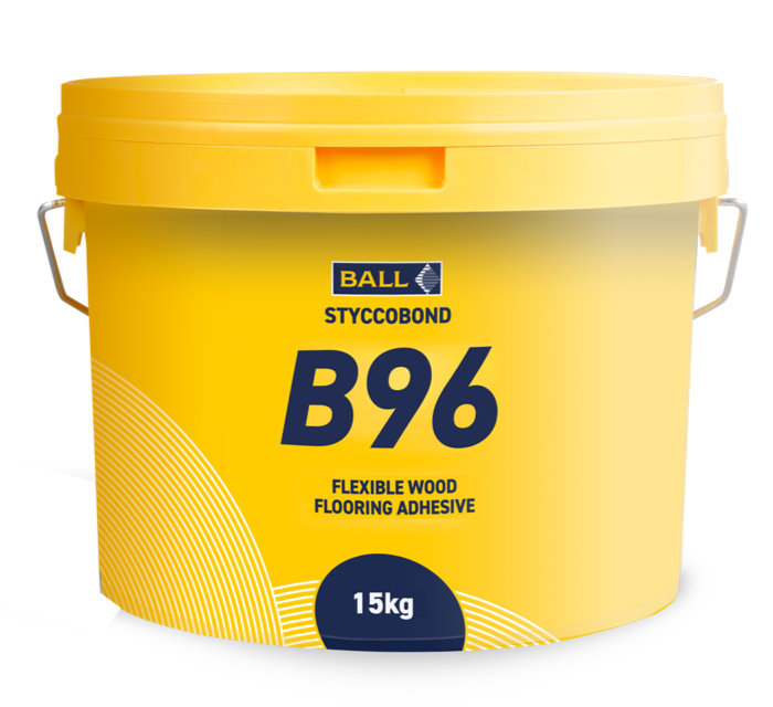 F. Ball heeft de nieuwe parketlijm Styccobond B96 gelanceerd. Ball B96 15kg